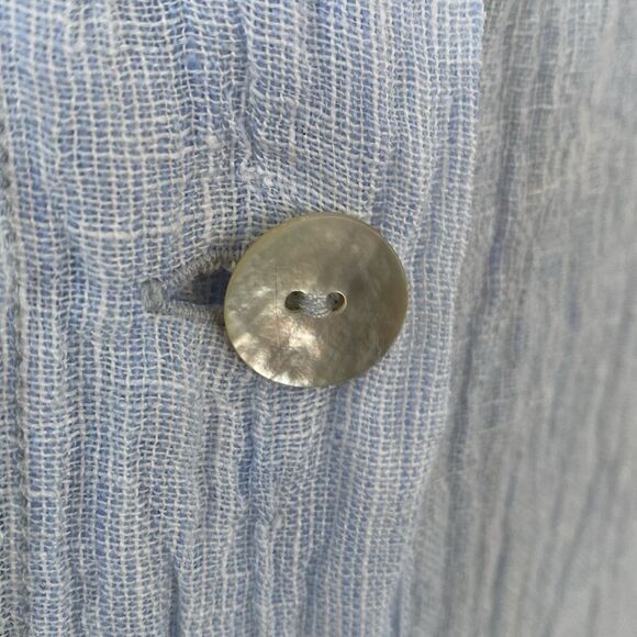 Tahari Blue European Linen Blouse sz S Relaxed Fit Breezy Summer Lagenlook - Picture 5 of 9